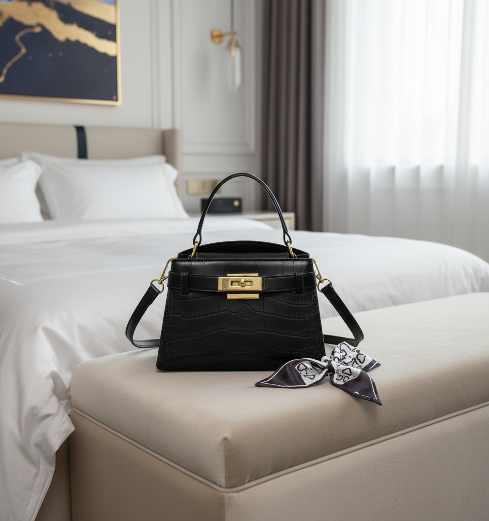 Luxe Aria Strap-Detail Shoulder Bag