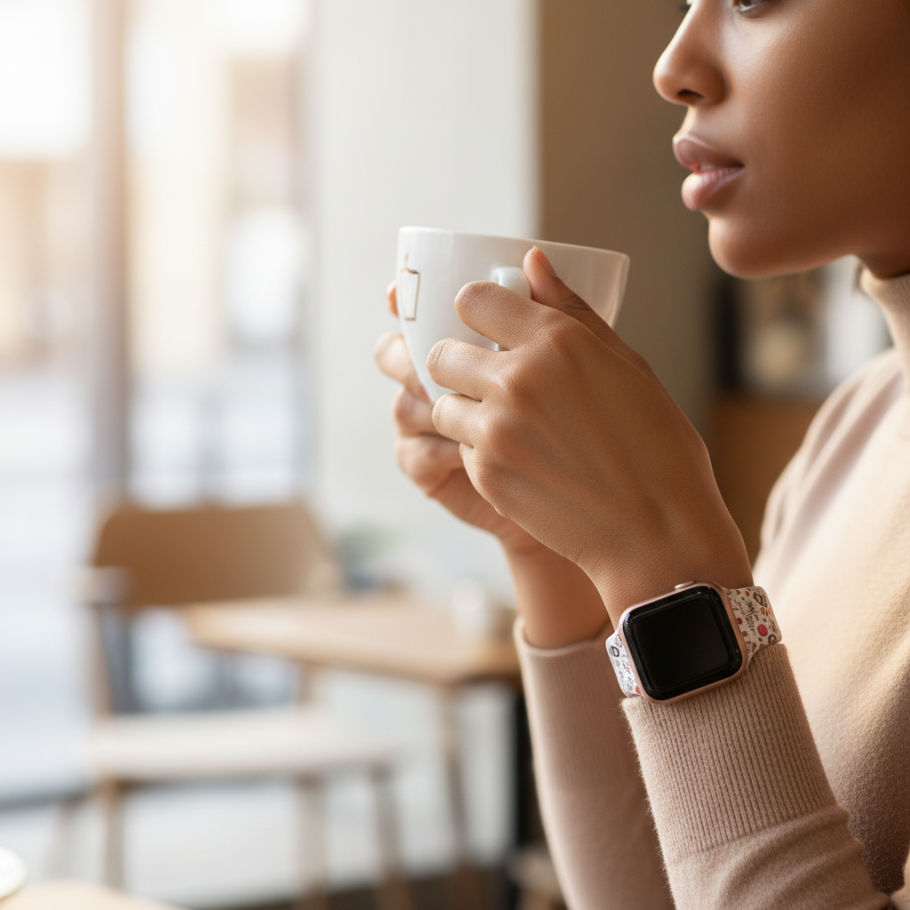 Coffee-Themed Silicone Watch Strap