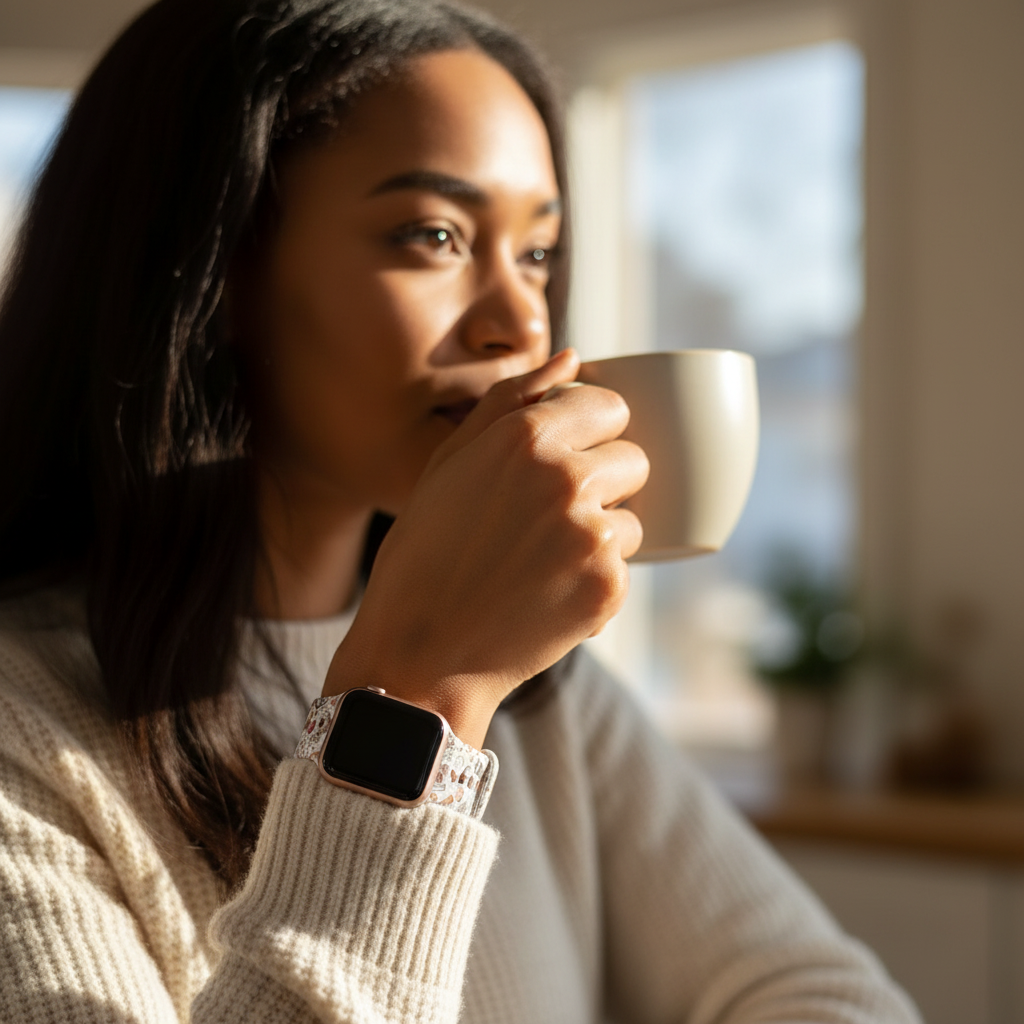Coffee-Themed Silicone Watch Strap