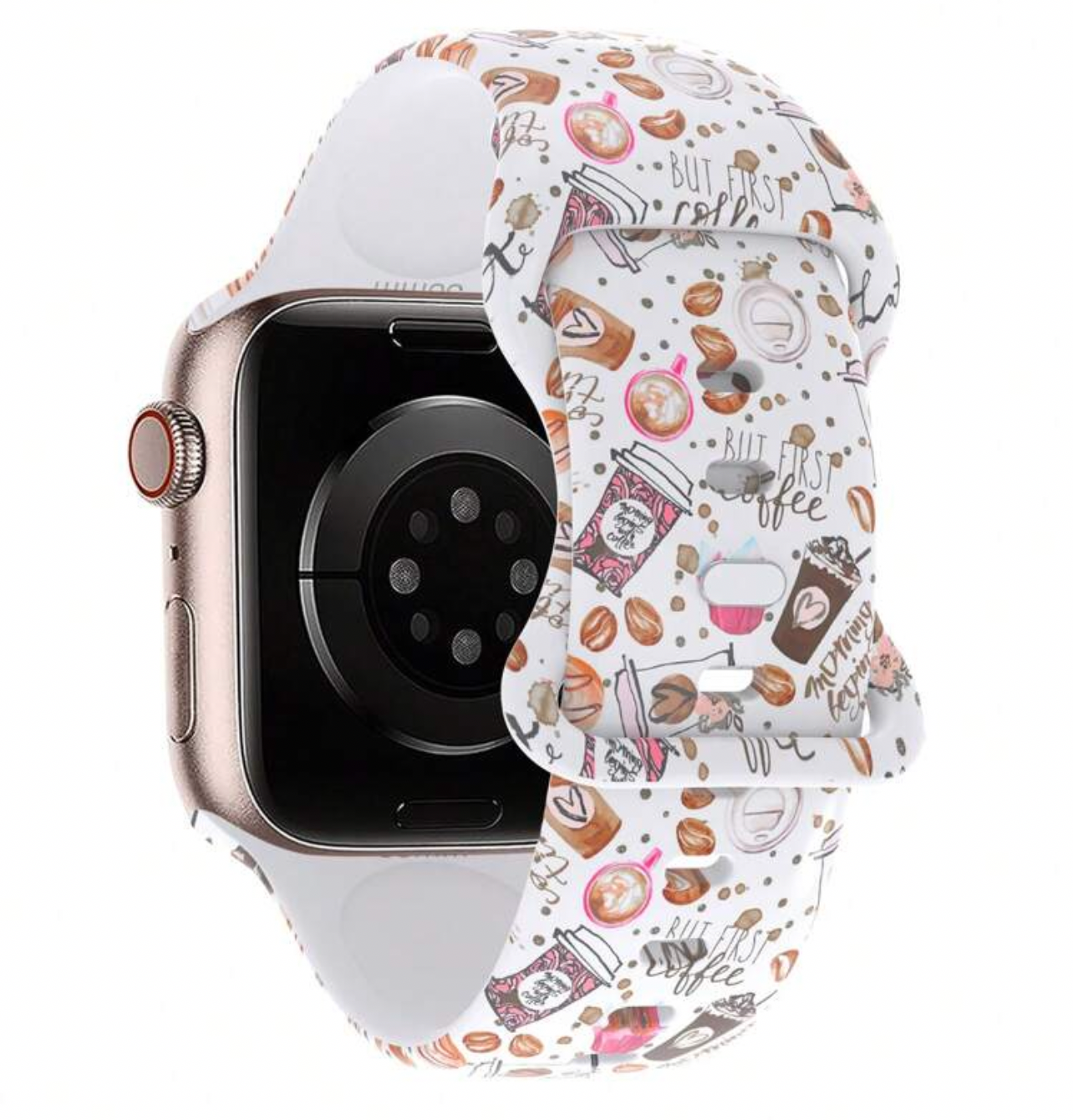 Coffee-Themed Silicone Watch Strap