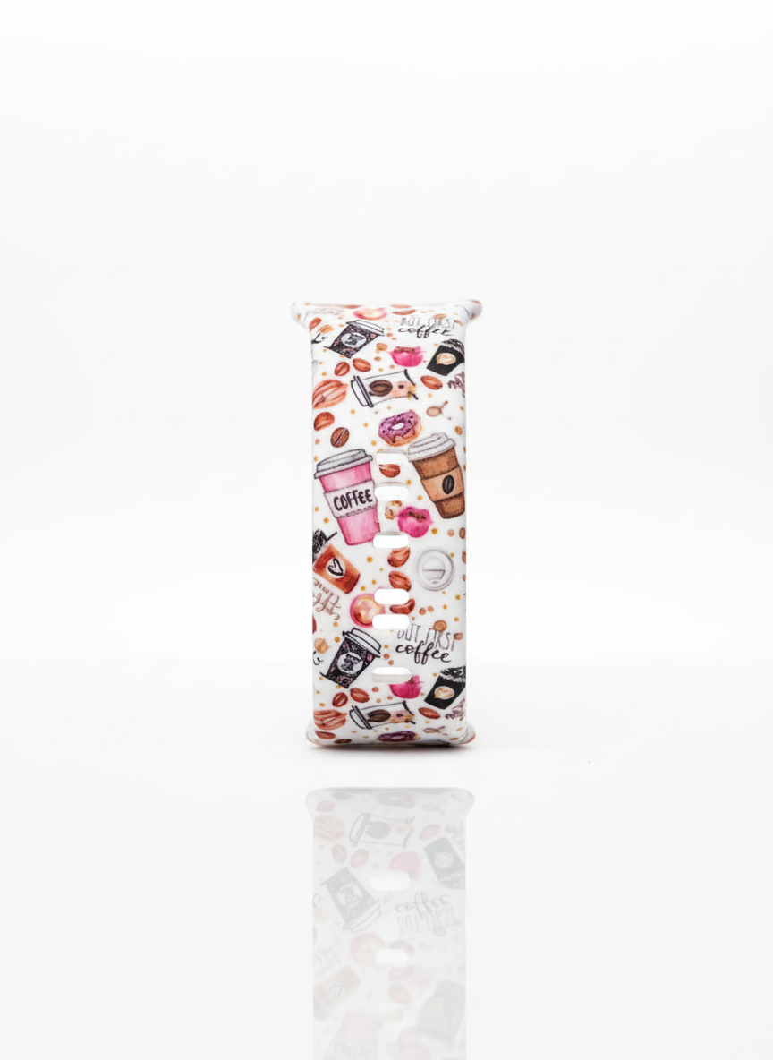 Coffee-Themed Silicone Watch Strap