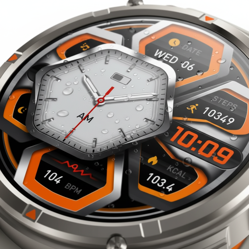 Explorer Pro Smartwatch HT33 – Compass, LED Flashlight, 1.7" IPS Display, IP68 Waterproof