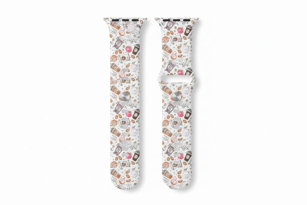 Coffee-Themed Silicone Watch Strap