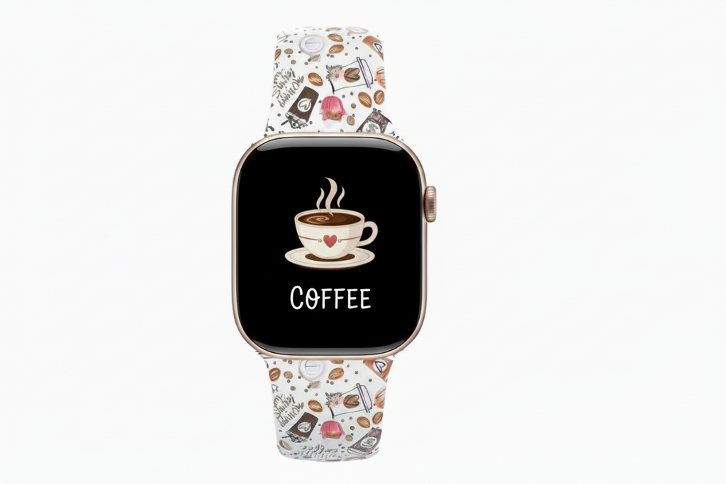Coffee-Themed Silicone Watch Strap