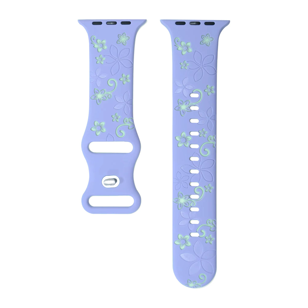 Two-Tone Laser Flower Engraved Silicone Watch Strap
