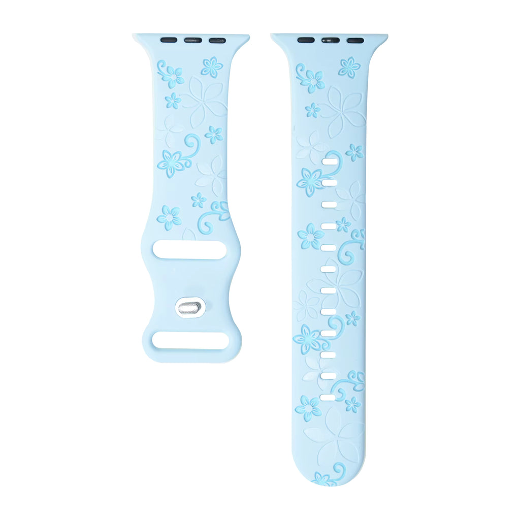Two-Tone Laser Flower Engraved Silicone Watch Strap