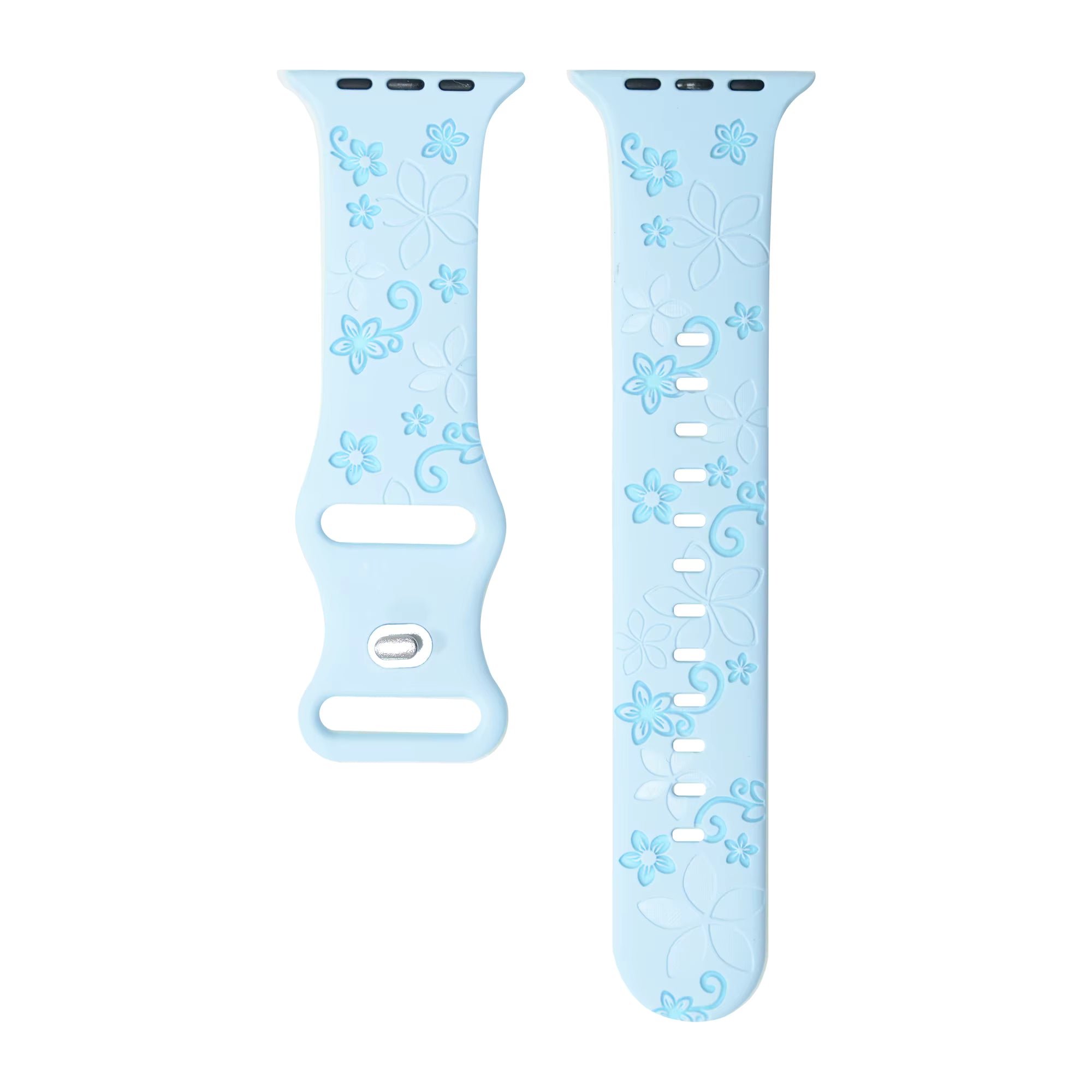 Two-Tone Laser Flower Engraved Silicone Watch Strap