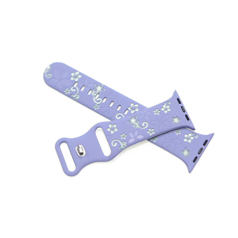 Two-Tone Laser Flower Engraved Silicone Watch Strap