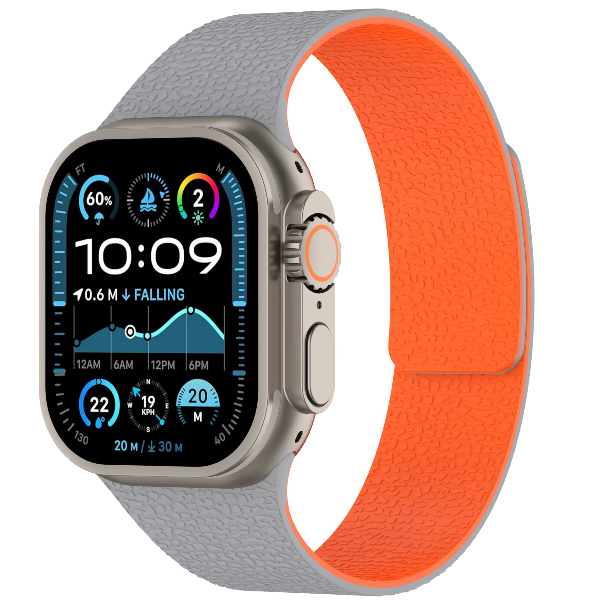 Two-Tone Lychee Grain Silicone Strap with Magnetic Snap