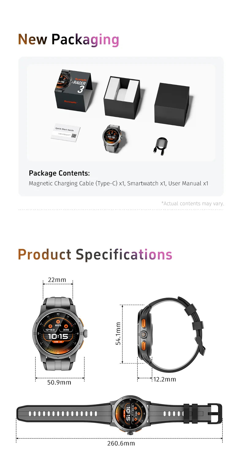 Volcano Gray Runmefit RACER 3 | GTR5 IP68