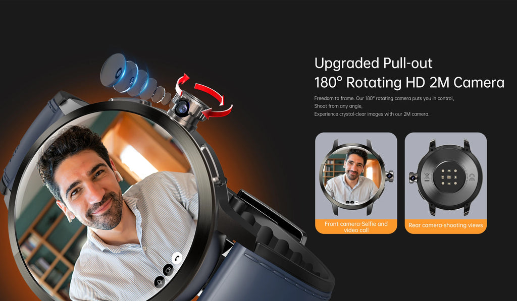 DM82 4G Android Smartwatch – Pull-Out Rotating Camera with AMOLED Display