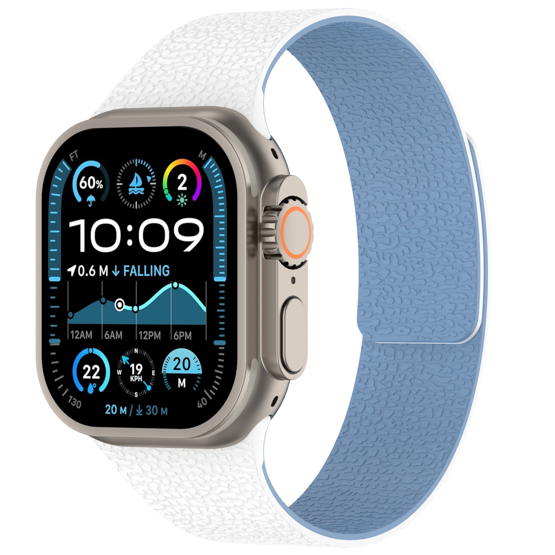 Two-Tone Lychee Grain Silicone Strap with Magnetic Snap