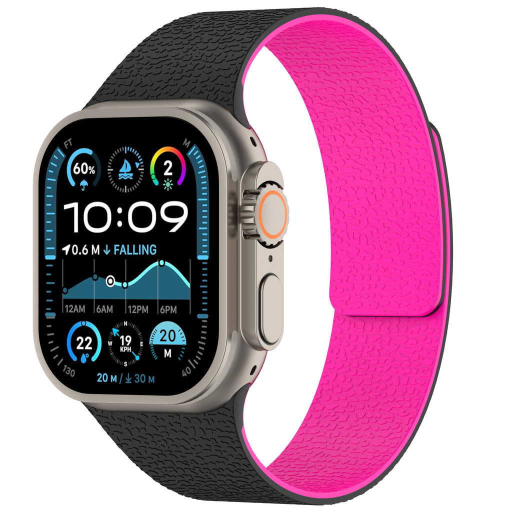 Two-Tone Lychee Grain Silicone Strap with Magnetic Snap