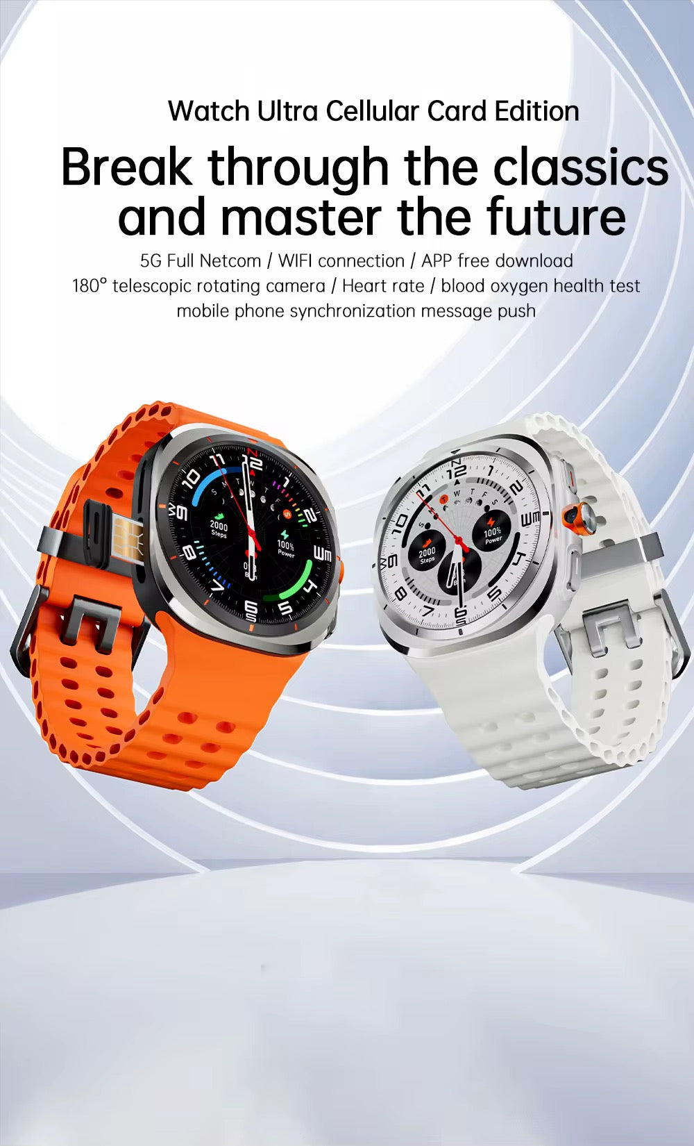 U8 Ultra Smart Watch Steel Case with AMOLED Display and 4G SIM Support