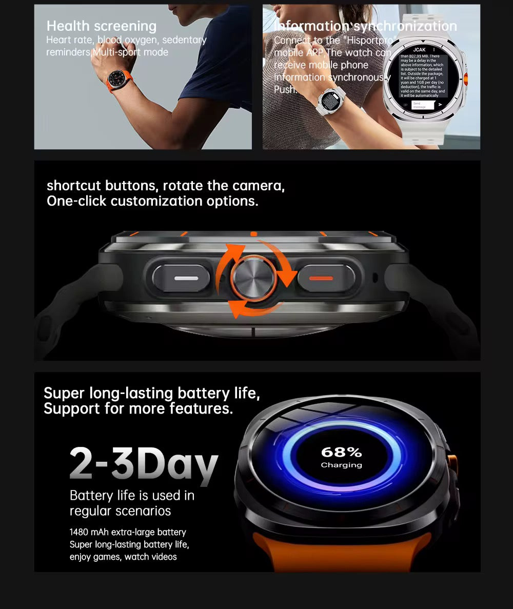 U8 Ultra Smart Watch Steel Case with AMOLED Display and 4G SIM Support