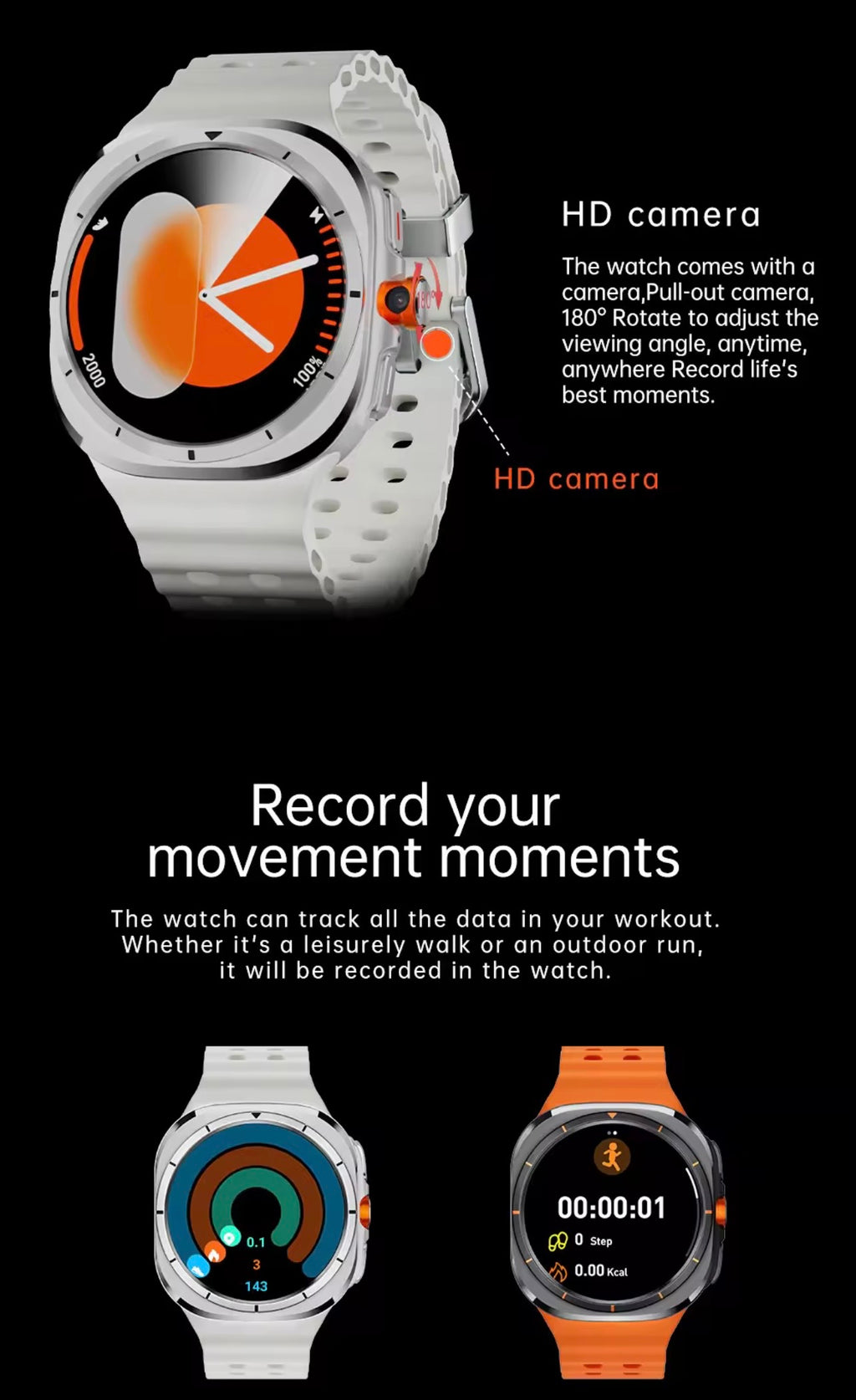 U8 Ultra Smart Watch Steel Case with AMOLED Display and 4G SIM Support