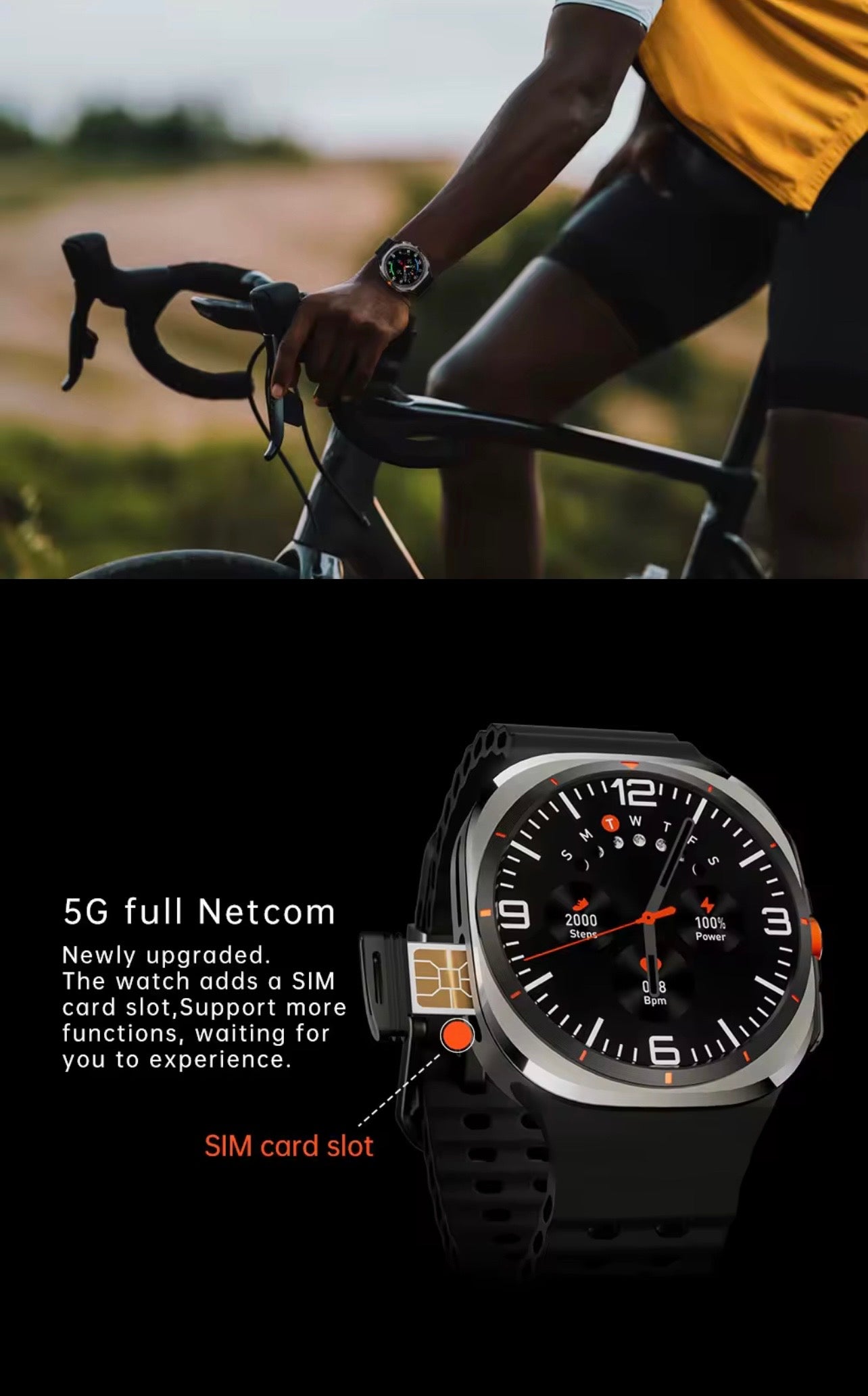 U8 Ultra Smart Watch Steel Case with AMOLED Display and 4G SIM Support