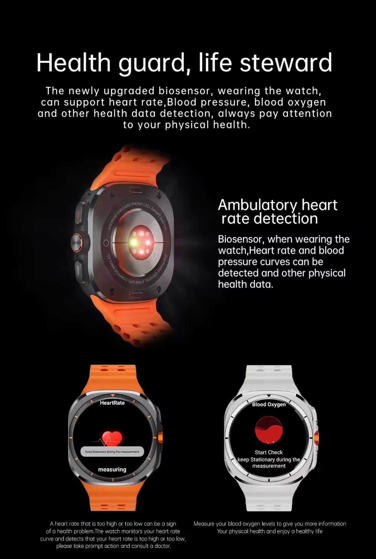 U8 Ultra Smart Watch Steel Case with AMOLED Display and 4G SIM Support