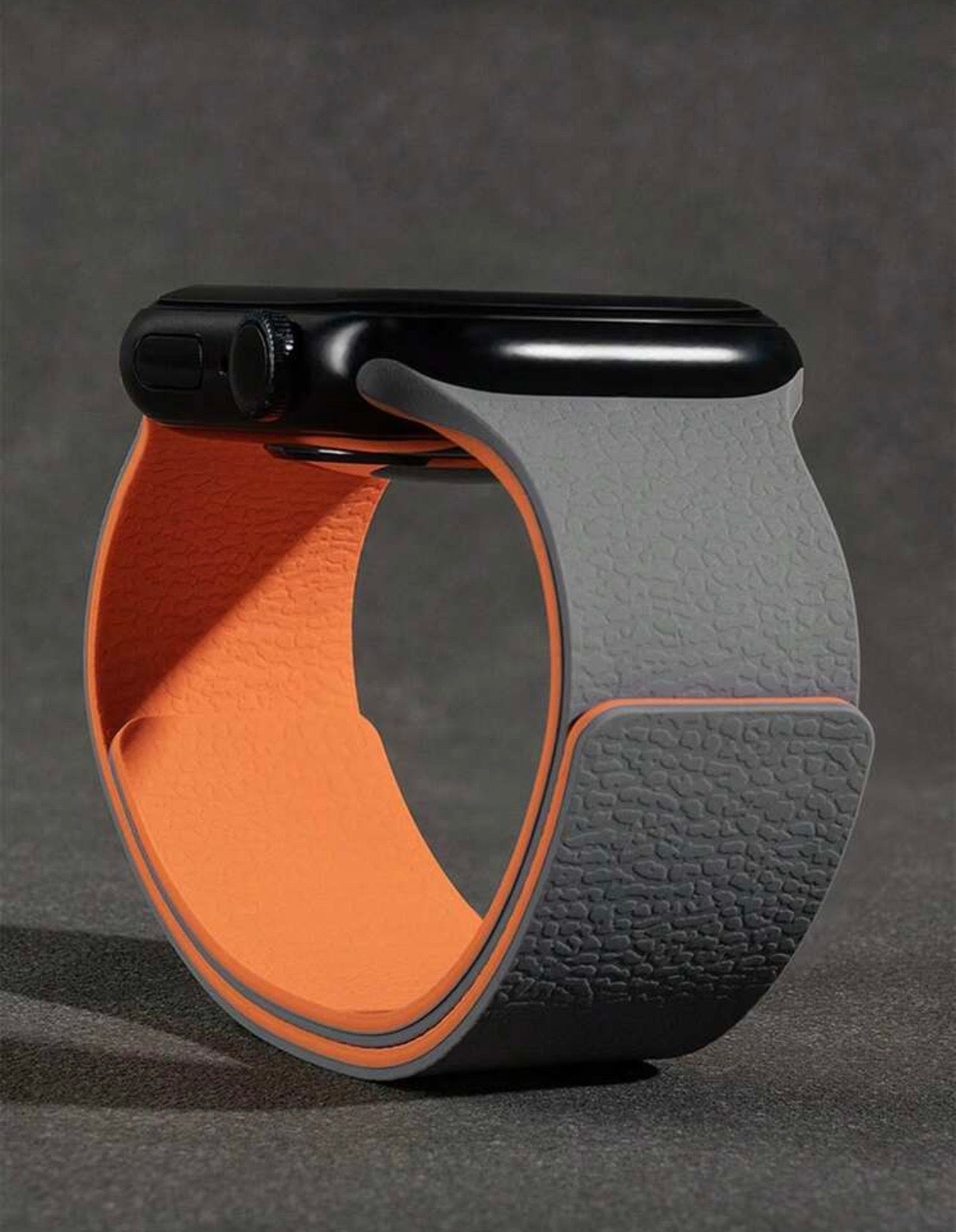 Two-Tone Lychee Grain Silicone Strap with Magnetic Snap