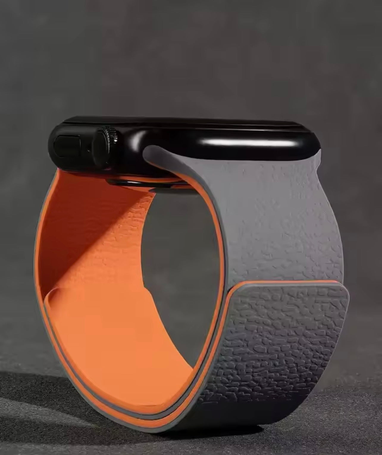 Two-Tone Lychee Grain Silicone Strap with Magnetic Snap