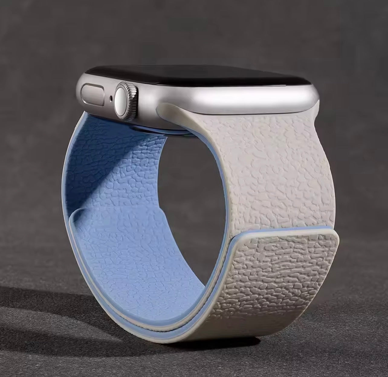 Two-Tone Lychee Grain Silicone Strap with Magnetic Snap