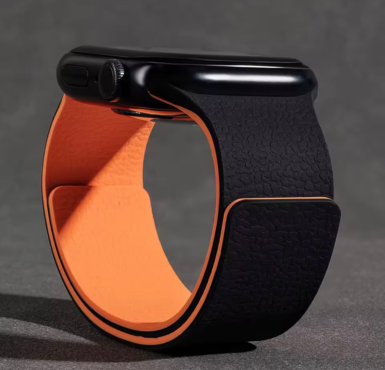 Two-Tone Lychee Grain Silicone Strap with Magnetic Snap