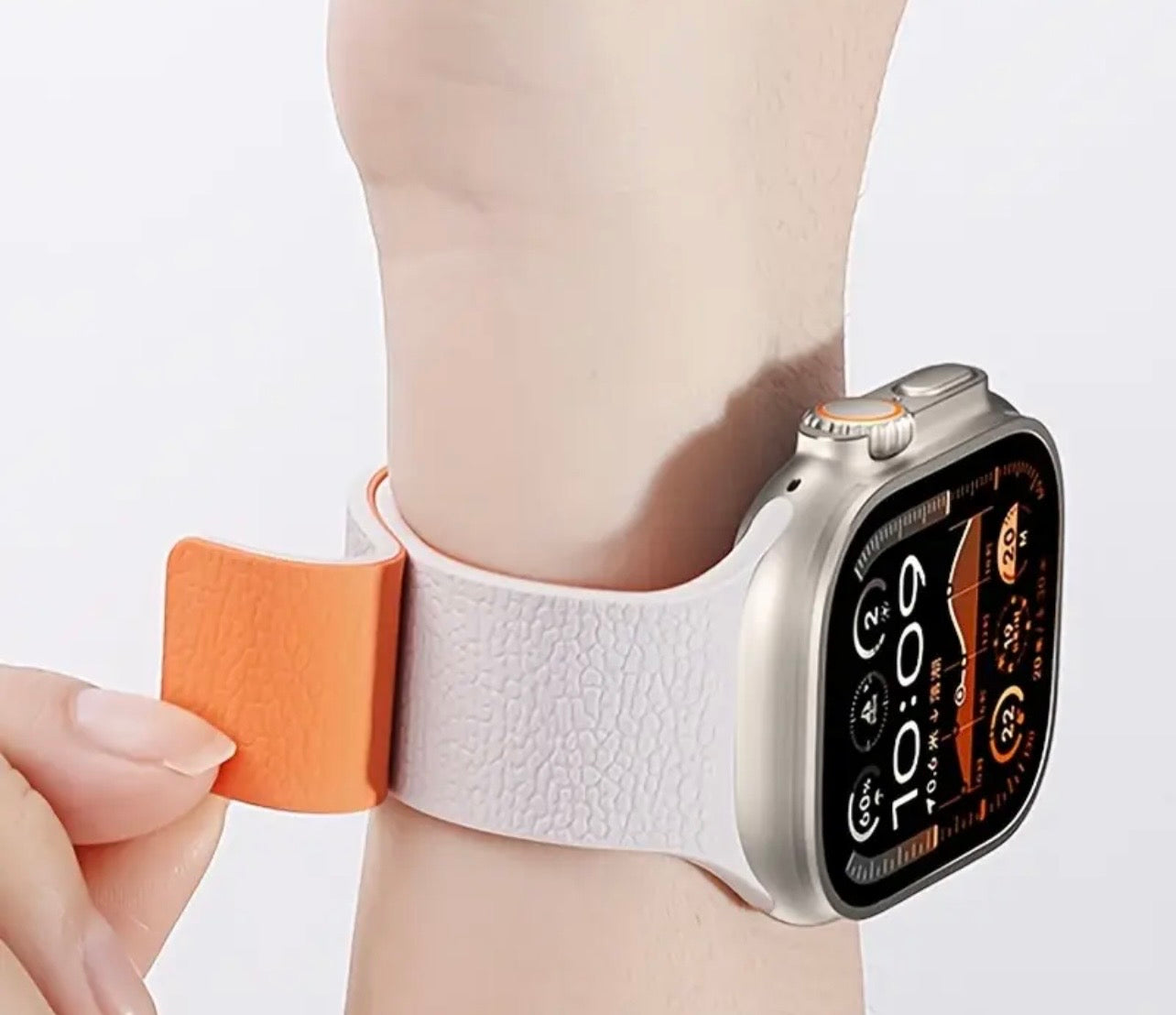 Two-Tone Lychee Grain Silicone Strap with Magnetic Snap