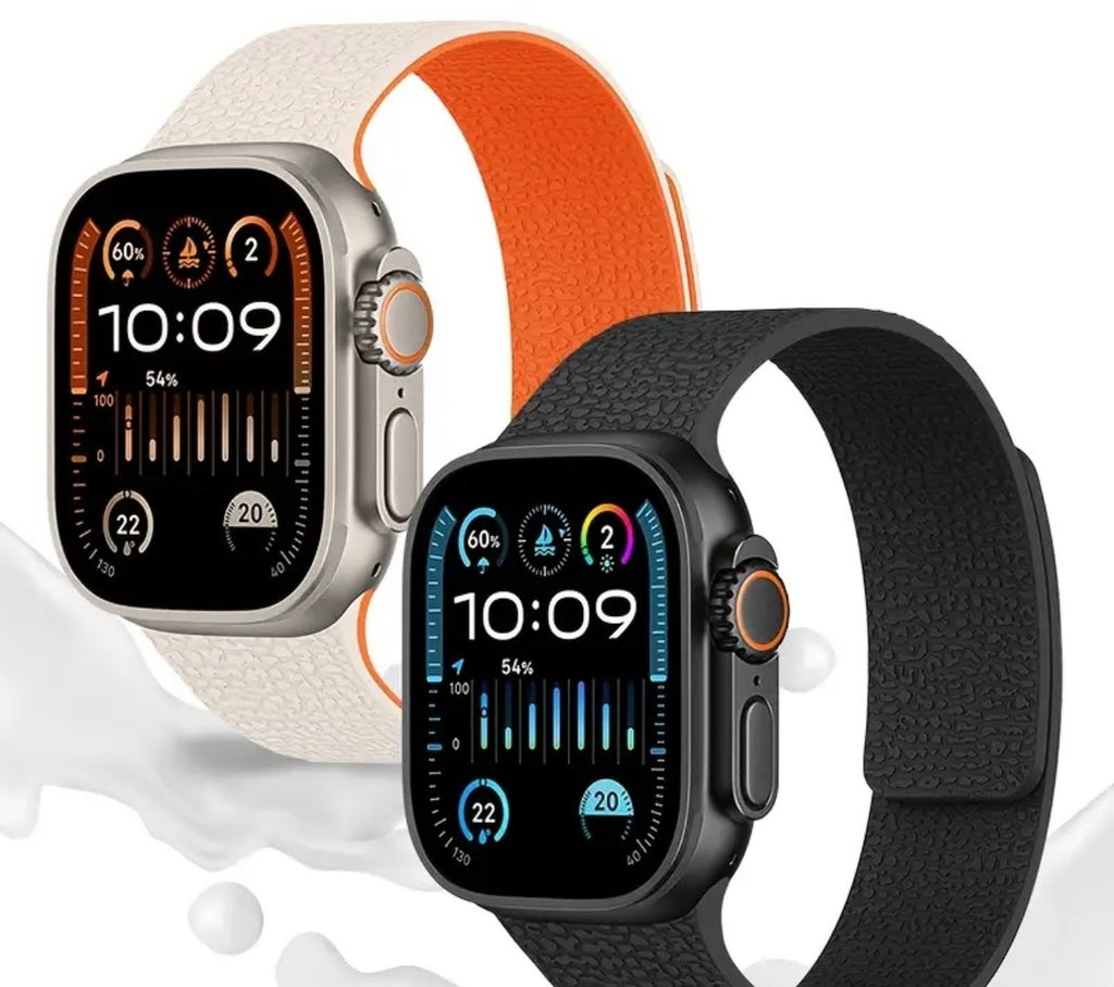 Two-Tone Lychee Grain Silicone Strap with Magnetic Snap