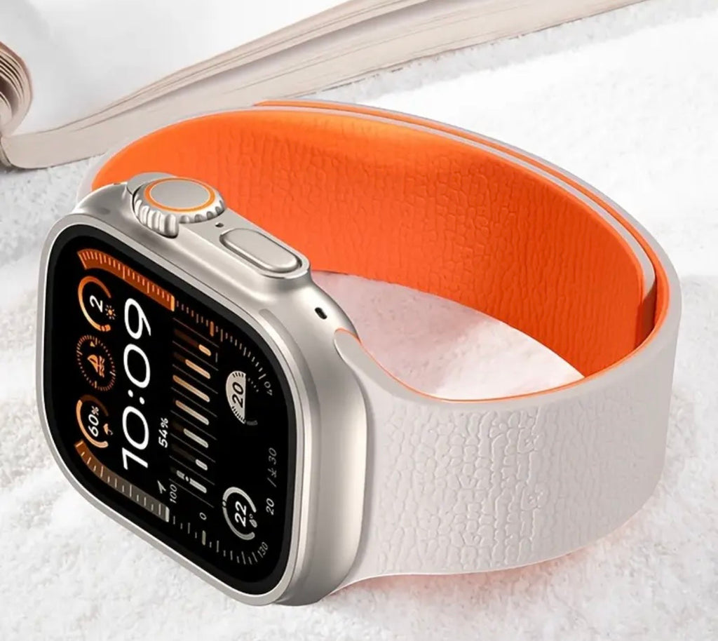Two-Tone Lychee Grain Silicone Strap with Magnetic Snap