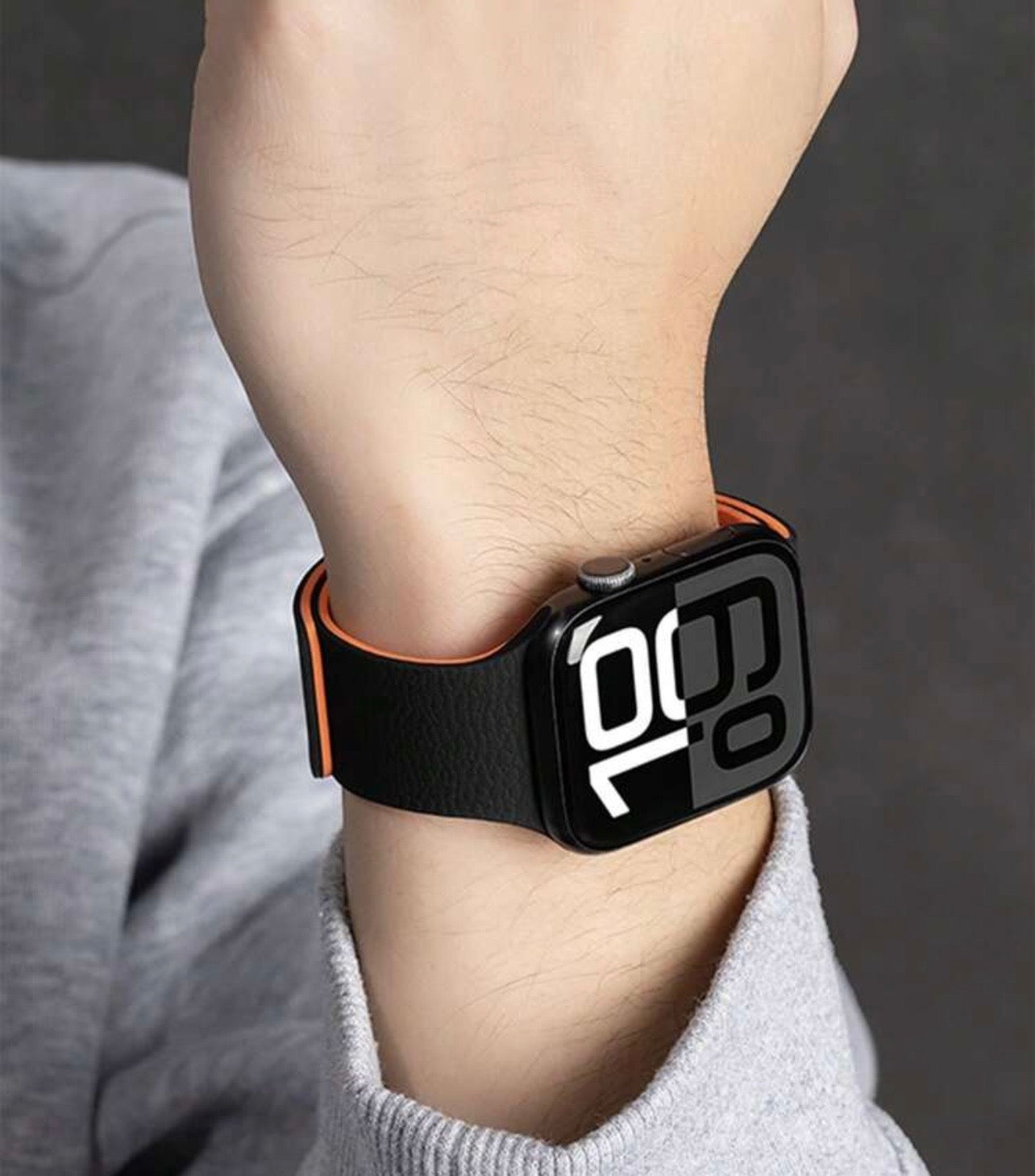 Two-Tone Lychee Grain Silicone Strap with Magnetic Snap